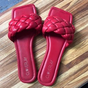 Cloverlay braided slides in red. Worn once, super comfy! Waterproof as well.